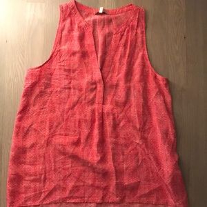 Red and white silk top by joie